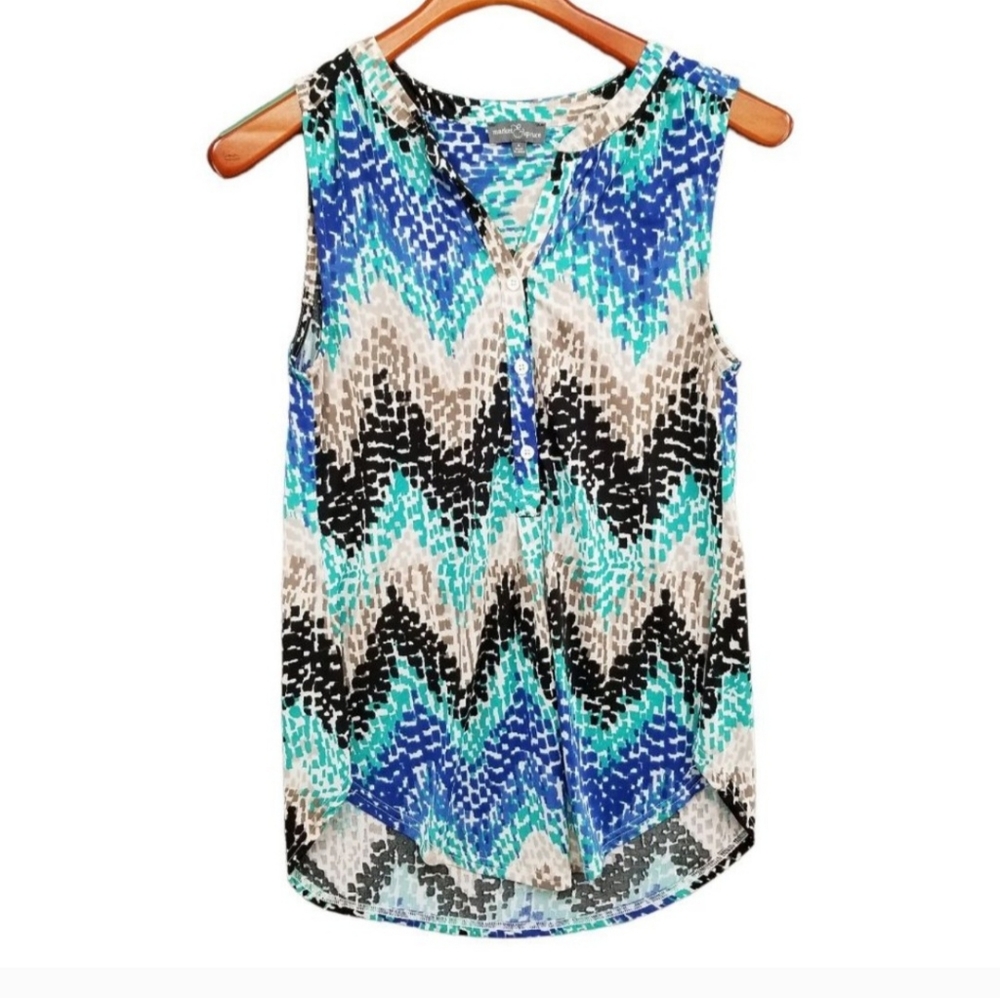 $4 If Bundled | Market Spruce | Brackley Henley Tank Tunic Multicolor Sleeveless - Picture 7 of 8
